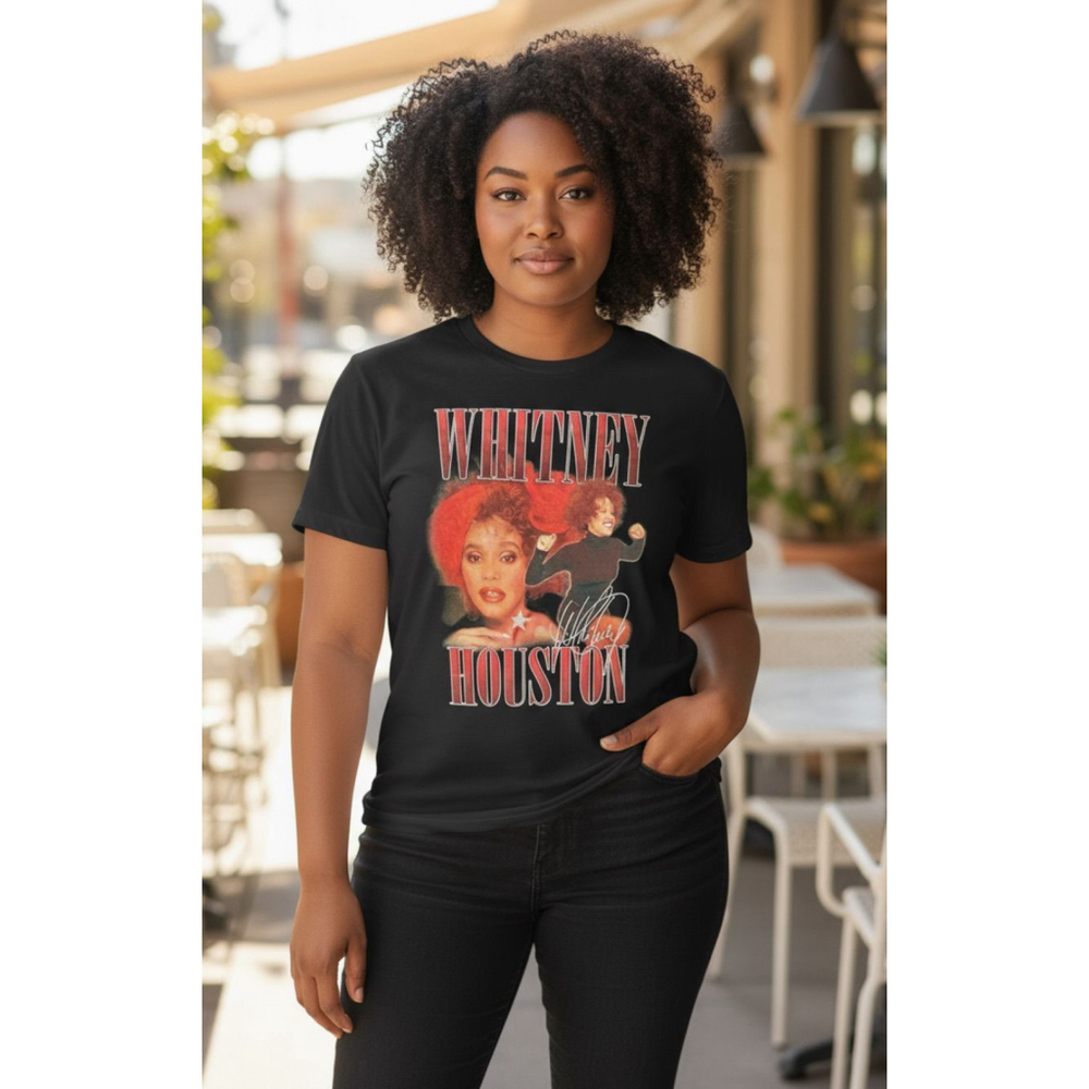 Whitney Houston Licensed Vintage Graphic Tee | Medium | Retro Concert Style